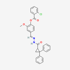 4-[(E)-{2-[(2,2-diphenylcyclopropyl)carbonyl]hydrazinylidene}methyl]-2-methoxyphenyl 2-chlorobenzoate