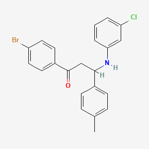 molecular formula C22H19BrClNO B11553582 1-(4-Bromophenyl)-3-[(3-chlorophenyl)amino]-3-(4-methylphenyl)propan-1-one 