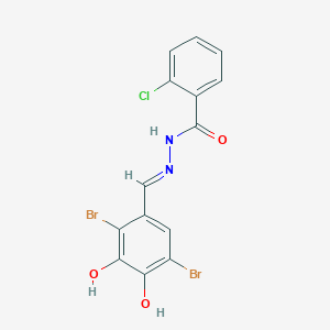 molecular formula C14H9Br2ClN2O3 B11553602 2-chloro-N'-[(E)-(2,5-dibromo-3,4-dihydroxyphenyl)methylidene]benzohydrazide 