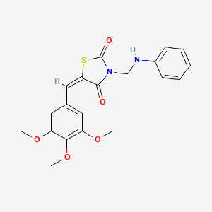 molecular formula C20H20N2O5S B11553649 (5E)-3-[(phenylamino)methyl]-5-(3,4,5-trimethoxybenzylidene)-1,3-thiazolidine-2,4-dione 