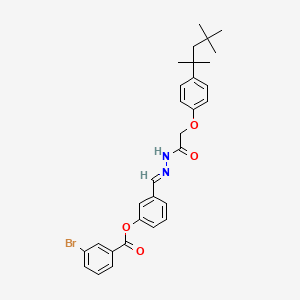 molecular formula C30H33BrN2O4 B11553652 3-[(E)-(2-{[4-(2,4,4-trimethylpentan-2-yl)phenoxy]acetyl}hydrazinylidene)methyl]phenyl 3-bromobenzoate 