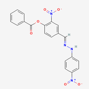 molecular formula C20H14N4O6 B11553668 2-nitro-4-{(E)-[2-(4-nitrophenyl)hydrazinylidene]methyl}phenyl benzoate 