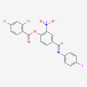 molecular formula C20H11Cl2IN2O4 B11553683 4-[(E)-[(4-Iodophenyl)imino]methyl]-2-nitrophenyl 2,4-dichlorobenzoate 