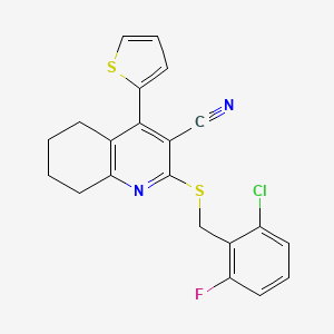 2-[(2-Chloro-6-fluorobenzyl)sulfanyl]-4-(thiophen-2-yl)-5,6,7,8-tetrahydroquinoline-3-carbonitrile