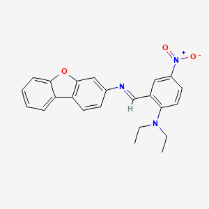 molecular formula C23H21N3O3 B11553762 N-{(E)-[2-(diethylamino)-5-nitrophenyl]methylidene}dibenzo[b,d]furan-3-amine 