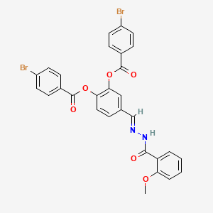 molecular formula C29H20Br2N2O6 B11553770 2-(4-Bromobenzoyloxy)-4-[(E)-{[(2-methoxyphenyl)formamido]imino}methyl]phenyl 4-bromobenzoate 