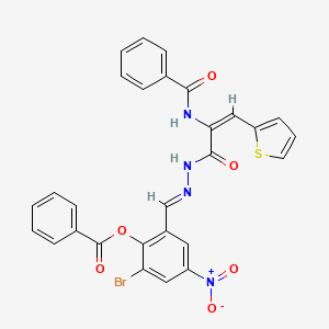 2-bromo-4-nitro-6-[(E)-{2-[(2E)-2-[(phenylcarbonyl)amino]-3-(thiophen-2-yl)prop-2-enoyl]hydrazinylidene}methyl]phenyl benzoate