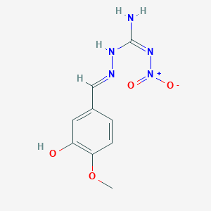 molecular formula C9H11N5O4 B11553801 (2E)-2-(3-hydroxy-4-methoxybenzylidene)-N'-nitrohydrazinecarboximidamide 