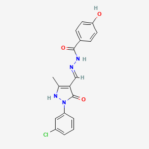 N'-{(E)-[1-(3-chlorophenyl)-3-methyl-5-oxo-1,5-dihydro-4H-pyrazol-4-ylidene]methyl}-4-hydroxybenzohydrazide