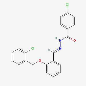 molecular formula C21H16Cl2N2O2 B11553841 4-chloro-N'-[(E)-{2-[(2-chlorobenzyl)oxy]phenyl}methylidene]benzohydrazide 