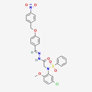 N-(5-Chloro-2-methoxyphenyl)-N-({N'-[(E)-{4-[(4-nitrophenyl)methoxy]phenyl}methylidene]hydrazinecarbonyl}methyl)benzenesulfonamide