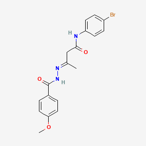 (3E)-N-(4-bromophenyl)-3-{2-[(4-methoxyphenyl)carbonyl]hydrazinylidene}butanamide