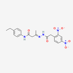 molecular formula C20H21N5O6 B11553857 (3E)-3-{[(2,4-dinitrophenyl)acetyl]hydrazono}-N-(4-ethylphenyl)butanamide 