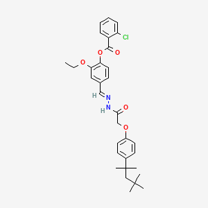 2-Ethoxy-4-[(E)-({2-[4-(2,4,4-trimethylpentan-2-YL)phenoxy]acetamido}imino)methyl]phenyl 2-chlorobenzoate