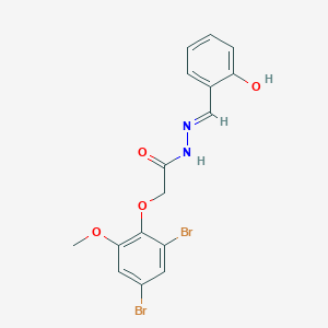 molecular formula C16H14Br2N2O4 B11553872 2-(2,4-dibromo-6-methoxyphenoxy)-N'-[(E)-(2-hydroxyphenyl)methylidene]acetohydrazide 