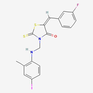 molecular formula C18H14FIN2OS2 B11553882 (5E)-5-(3-fluorobenzylidene)-3-{[(4-iodo-2-methylphenyl)amino]methyl}-2-thioxo-1,3-thiazolidin-4-one 