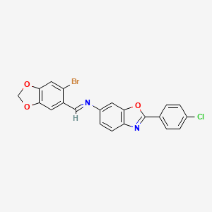 N-[(E)-(6-bromo-1,3-benzodioxol-5-yl)methylidene]-2-(4-chlorophenyl)-1,3-benzoxazol-6-amine