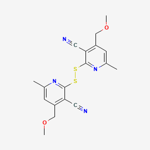 molecular formula C18H18N4O2S2 B11553906 2,2'-Disulfanediylbis[4-(methoxymethyl)-6-methylpyridine-3-carbonitrile] CAS No. 5783-90-4