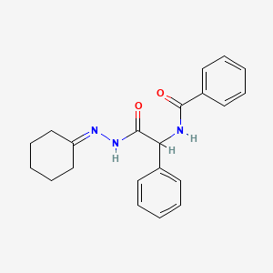 molecular formula C21H23N3O2 B11553908 N-[2-(2-cyclohexylidenehydrazinyl)-2-oxo-1-phenylethyl]benzamide 