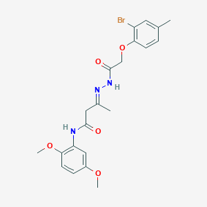 (3E)-3-{2-[(2-bromo-4-methylphenoxy)acetyl]hydrazinylidene}-N-(2,5-dimethoxyphenyl)butanamide