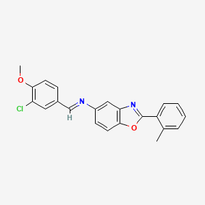 N-[(E)-(3-chloro-4-methoxyphenyl)methylidene]-2-(2-methylphenyl)-1,3-benzoxazol-5-amine