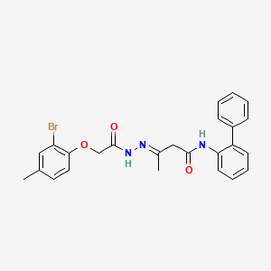 (3E)-N-(biphenyl-2-yl)-3-{2-[(2-bromo-4-methylphenoxy)acetyl]hydrazinylidene}butanamide