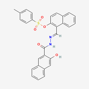 molecular formula C29H22N2O5S B11554037 1-[(E)-{2-[(3-hydroxynaphthalen-2-yl)carbonyl]hydrazinylidene}methyl]naphthalen-2-yl 4-methylbenzenesulfonate 