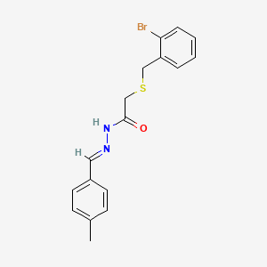 molecular formula C17H17BrN2OS B11554038 2-[(2-bromobenzyl)sulfanyl]-N'-[(E)-(4-methylphenyl)methylidene]acetohydrazide 