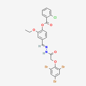 molecular formula C24H18Br3ClN2O5 B11554060 2-ethoxy-4-[(E)-{2-[(2,4,6-tribromophenoxy)acetyl]hydrazinylidene}methyl]phenyl 2-chlorobenzoate 