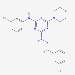 N-(3-bromophenyl)-4-[(2E)-2-(3-chlorobenzylidene)hydrazinyl]-6-(morpholin-4-yl)-1,3,5-triazin-2-amine