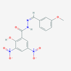 molecular formula C15H12N4O7 B11554083 2-hydroxy-N'-[(Z)-(3-methoxyphenyl)methylidene]-3,5-dinitrobenzohydrazide 