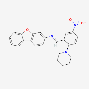 N-dibenzo[b,d]furan-3-yl-N-[(E)-1-(5-nitro-2-piperidinophenyl)methylidene]amine