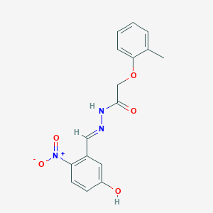 molecular formula C16H15N3O5 B11554129 N'-[(E)-(5-hydroxy-2-nitrophenyl)methylidene]-2-(2-methylphenoxy)acetohydrazide 