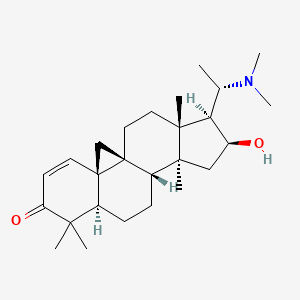 molecular formula C26H41NO2 B1155414 (1S,3S,8R,11S,12S,14S,15S,16R)-15-[(1S)-1-(dimethylamino)ethyl]-14-hydroxy-7,7,12,16-tetramethylpentacyclo[9.7.0.01,3.03,8.012,16]octadec-4-en-6-one CAS No. 390362-51-3