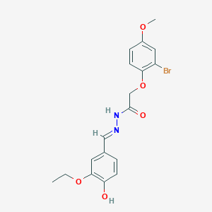 molecular formula C18H19BrN2O5 B11554167 2-(2-bromo-4-methoxyphenoxy)-N'-[(E)-(3-ethoxy-4-hydroxyphenyl)methylidene]acetohydrazide 