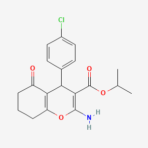 molecular formula C19H20ClNO4 B11554179 propan-2-yl 2-amino-4-(4-chlorophenyl)-5-oxo-5,6,7,8-tetrahydro-4H-chromene-3-carboxylate 