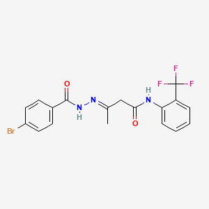 (3E)-3-{2-[(4-bromophenyl)carbonyl]hydrazinylidene}-N-[2-(trifluoromethyl)phenyl]butanamide