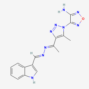 molecular formula C16H15N9O B11554199 4-(4-{(1E)-1-[(2E)-(1H-indol-3-ylmethylidene)hydrazinylidene]ethyl}-5-methyl-1H-1,2,3-triazol-1-yl)-1,2,5-oxadiazol-3-amine 