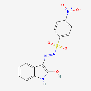 molecular formula C14H10N4O5S B11554215 4-nitro-N'-[(3Z)-2-oxo-1,2-dihydro-3H-indol-3-ylidene]benzenesulfonohydrazide 