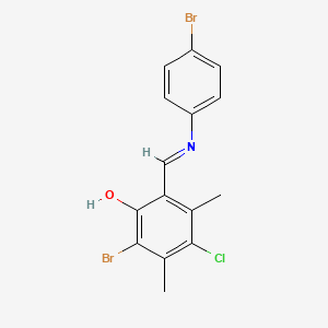 molecular formula C15H12Br2ClNO B11554259 2-Bromo-6-[(E)-[(4-bromophenyl)imino]methyl]-4-chloro-3,5-dimethylphenol 