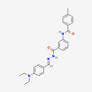 molecular formula C26H28N4O2 B11554263 N-[3-({(2E)-2-[4-(diethylamino)benzylidene]hydrazinyl}carbonyl)phenyl]-4-methylbenzamide 