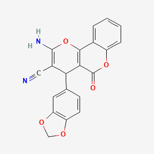 2-amino-4-(1,3-benzodioxol-5-yl)-5-oxo-4H,5H-pyrano[3,2-c]chromene-3-carbonitrile