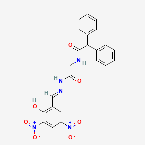 molecular formula C23H19N5O7 B11554288 N-({N'-[(E)-(2-Hydroxy-3,5-dinitrophenyl)methylidene]hydrazinecarbonyl}methyl)-2,2-diphenylacetamide 