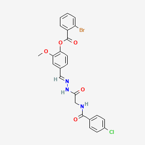 4-[(E)-({2-[(4-Chlorophenyl)formamido]acetamido}imino)methyl]-2-methoxyphenyl 2-bromobenzoate