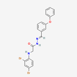 molecular formula C21H17Br2N3O2 B11554306 2-[(2,4-Dibromophenyl)amino]-N'-[(E)-(3-phenoxyphenyl)methylidene]acetohydrazide 