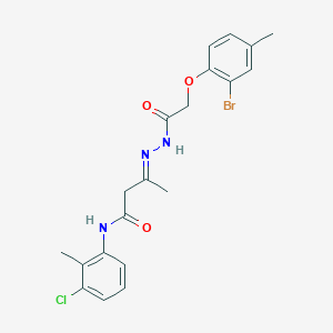 molecular formula C20H21BrClN3O3 B11554310 (3E)-3-{2-[(2-bromo-4-methylphenoxy)acetyl]hydrazinylidene}-N-(3-chloro-2-methylphenyl)butanamide 