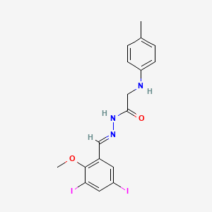 molecular formula C17H17I2N3O2 B11554312 N'-[(E)-(3,5-Diiodo-2-methoxyphenyl)methylidene]-2-[(4-methylphenyl)amino]acetohydrazide 