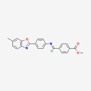 molecular formula C23H18N2O3 B11554318 Methyl 4-({[4-(6-methyl-1,3-benzoxazol-2-yl)phenyl]imino}methyl)benzoate 