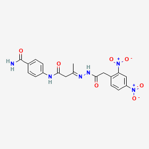 4-{[(3E)-3-{2-[(2,4-dinitrophenyl)acetyl]hydrazinylidene}butanoyl]amino}benzamide