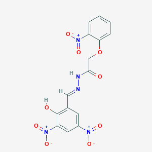 molecular formula C15H11N5O9 B11554362 N'-[(E)-(2-hydroxy-3,5-dinitrophenyl)methylidene]-2-(2-nitrophenoxy)acetohydrazide 